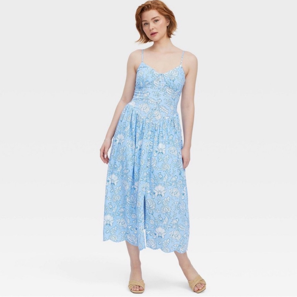 Women’s Floral Vines Drop Waist Midi A-Line Dress Blue - Roller Rabbit x Target